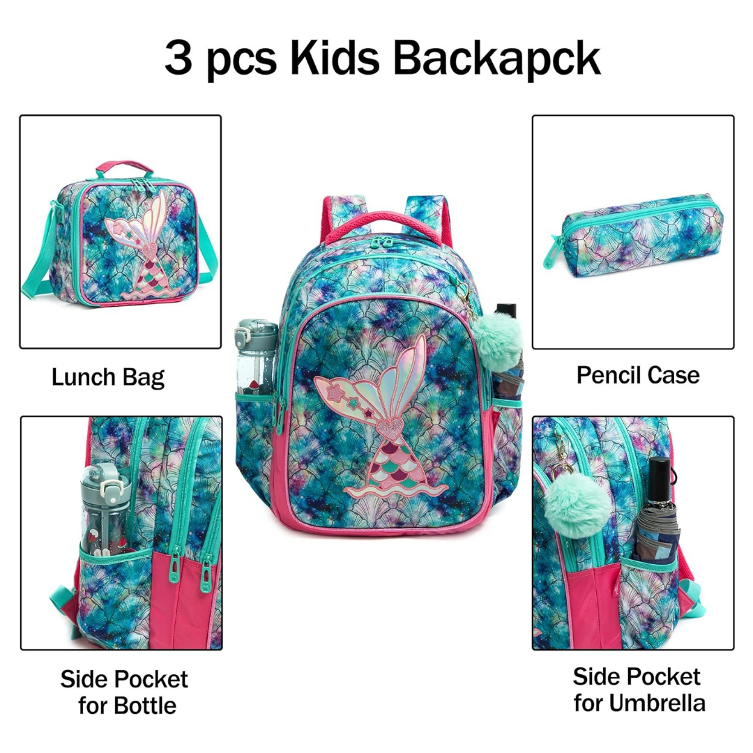 Mermaid Scale School Bag Insulated Lunch Bag Pencil Case