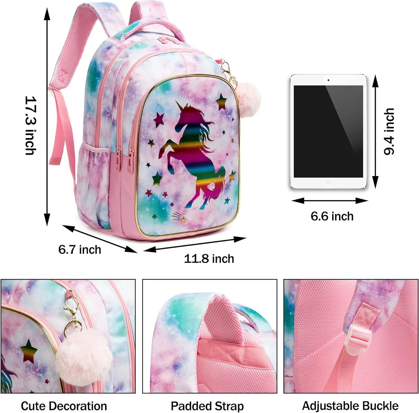 Pastel Ombre Foil Unicorn School Bag Set