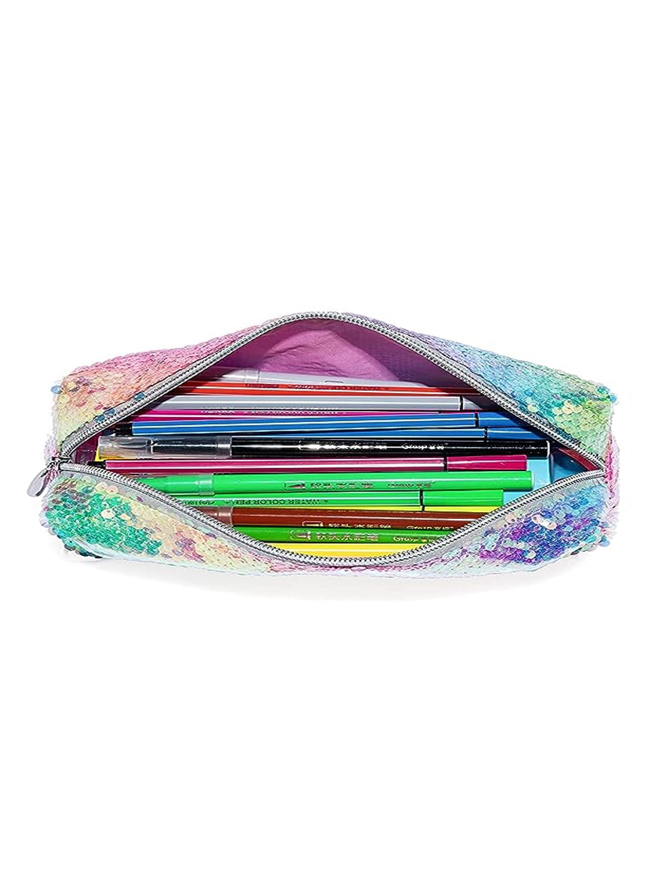 Rainbow Sequin Bow Girls Pencil Case
