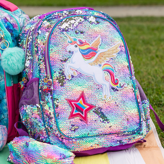 Rainbow Sequin Unicorn School Bag Set – 3 Piece