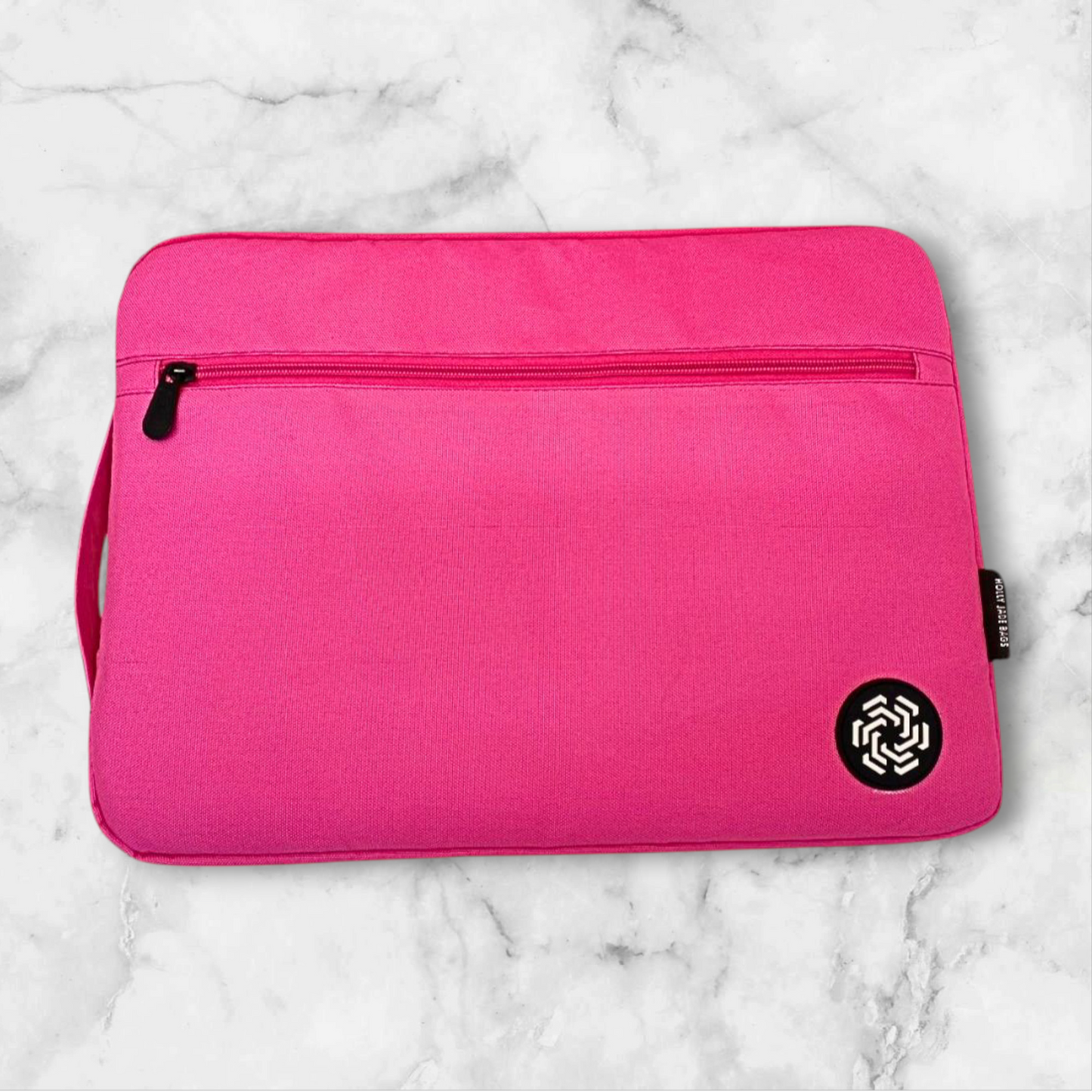 15-16 inch High Quality Student Laptop Sleeve with Retractable Handle - Fluorescent Pink