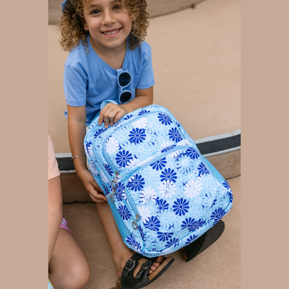 Blue Floral School Bag Set