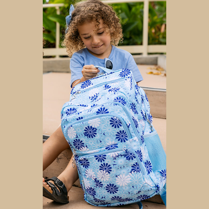 Blue Floral School Bag Set