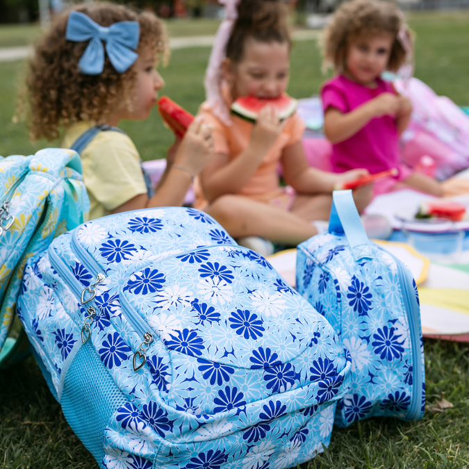 Blue Floral School Bag Set