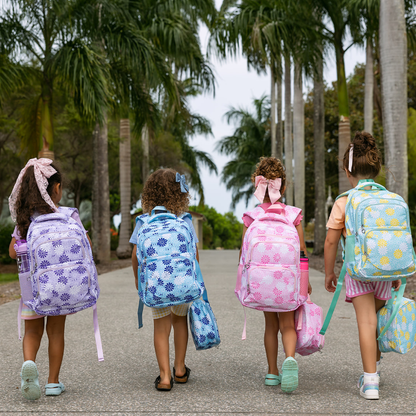 Blue Floral School Bag Set