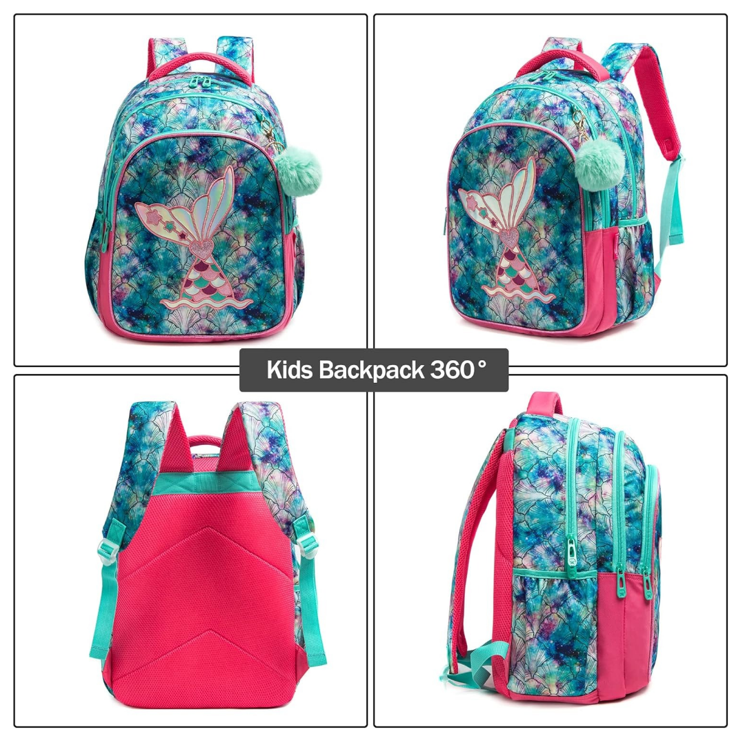 Blue Pink Mermaid Scale School Bag 