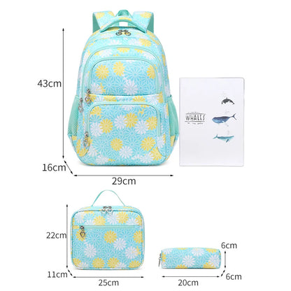 Floral School Bag Large, Insulated Lunch Bag, Pencil Case