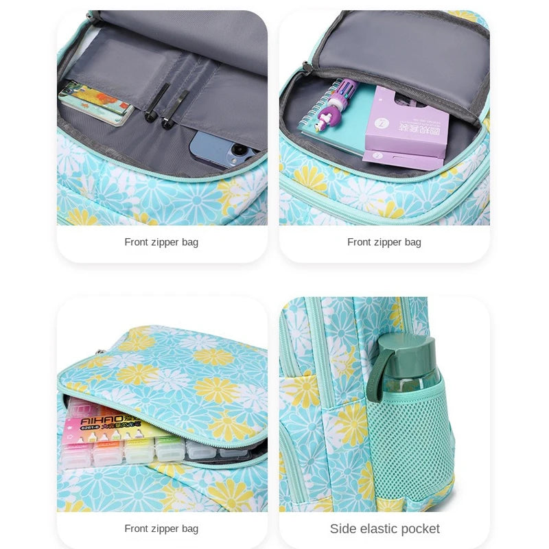 Floral School Bag Large Interior