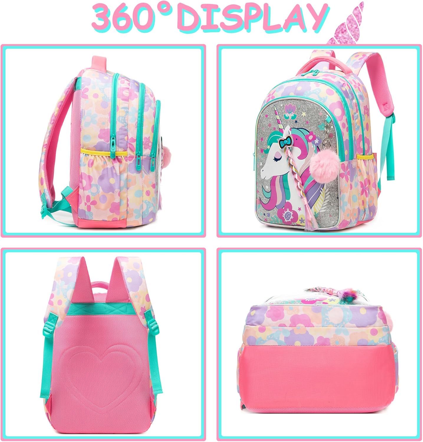 Glitter Unicorn School Bag Set