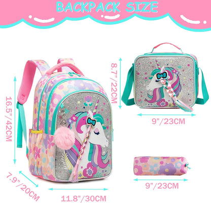 Glitter Unicorn School Bag Set