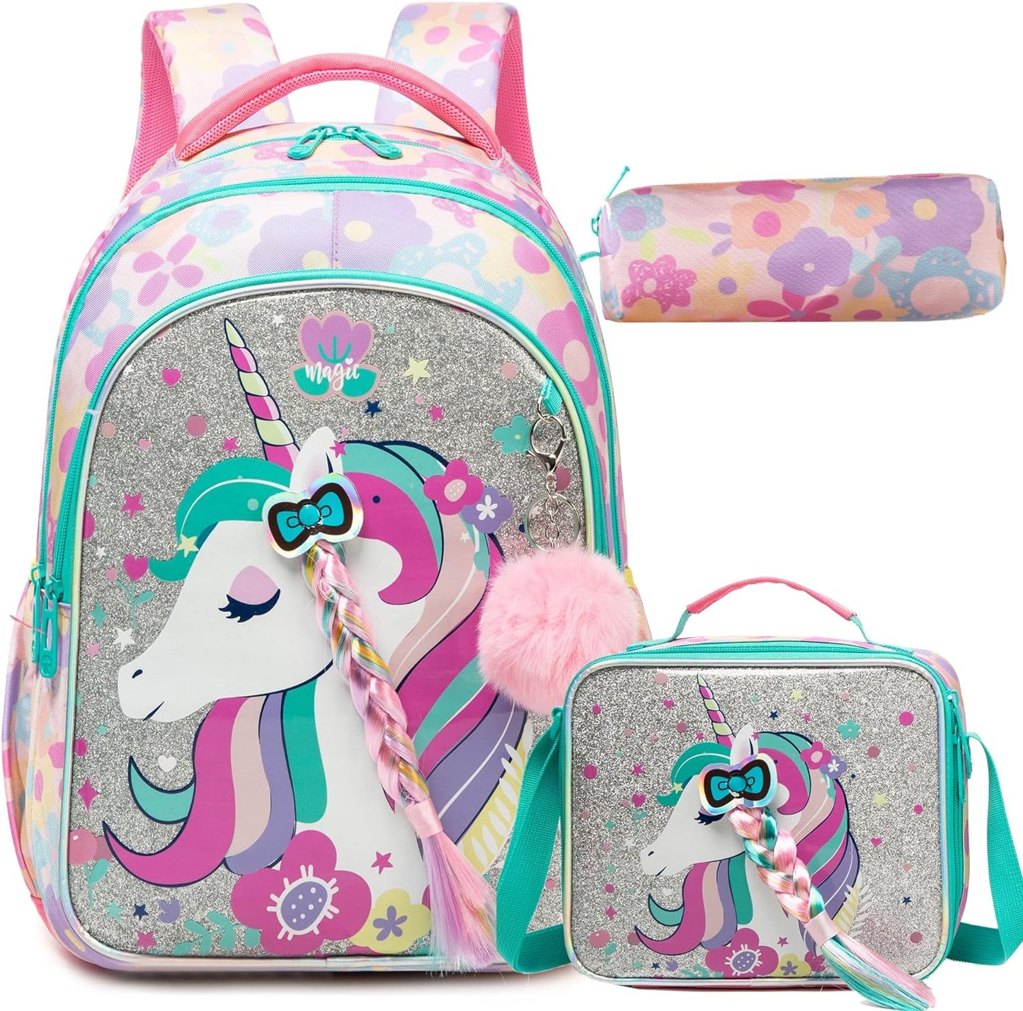 Glitter Unicorn School Bag Set