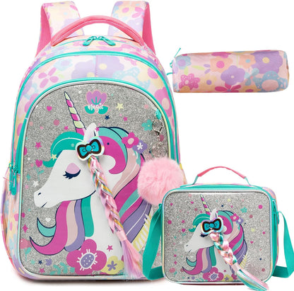 Glitter Unicorn School Bag Set