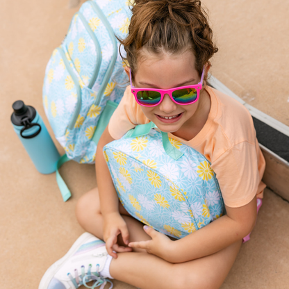 Aqua Floral School Bag Set