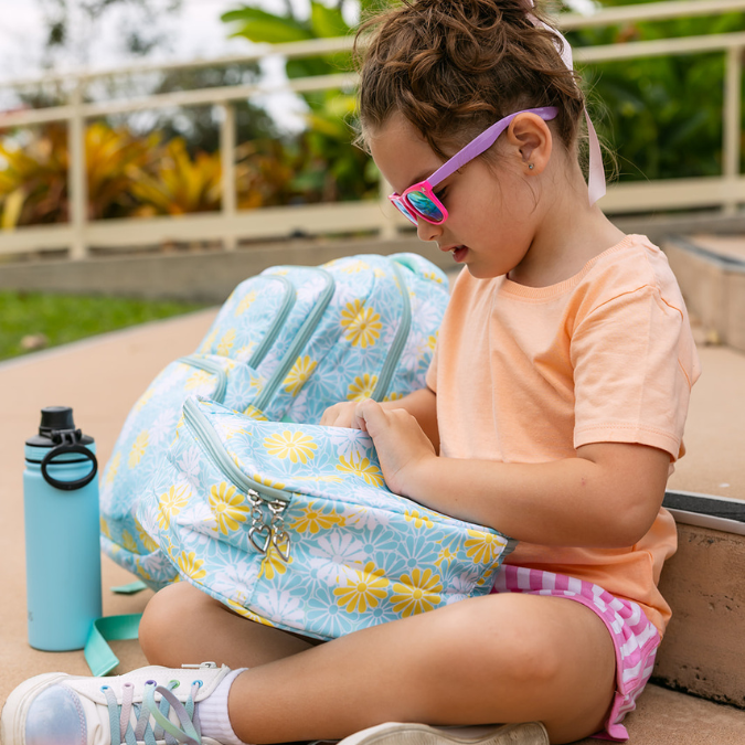 Aqua Floral School Bag Set