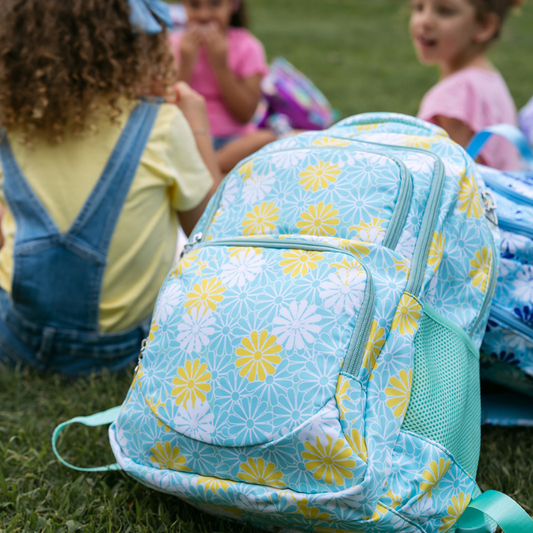 Aqua Floral School Bag Set – 3 Piece