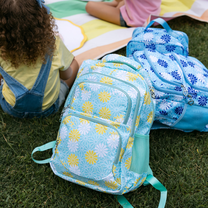 Aqua Floral School Bag Set
