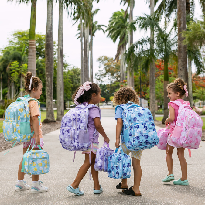 Aqua Floral School Bag Set