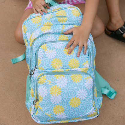 Aqua Floral School Bag Set