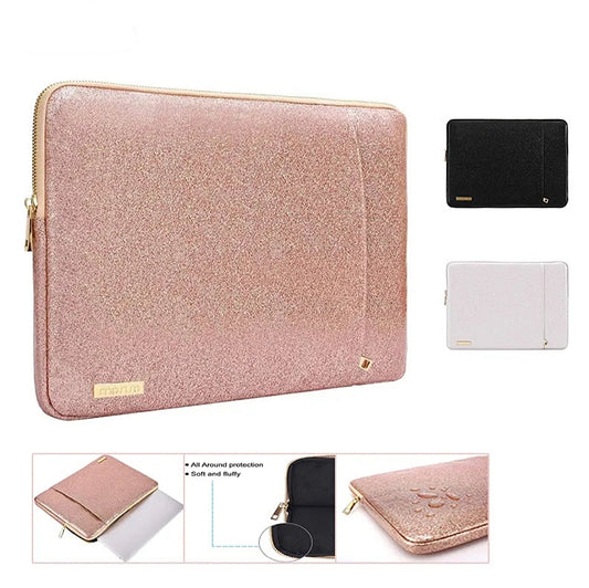 Black/Rose Gold/Light Pink Shining Glitter Sparkle Laptop Sleeve - Various Sizes
