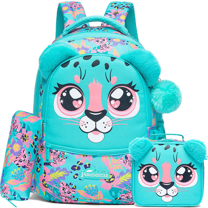 Leopard Animal Face School Bag Set