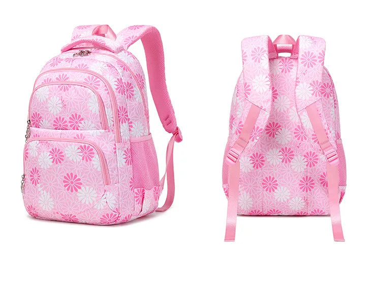 Pink Floral Large School Bag 