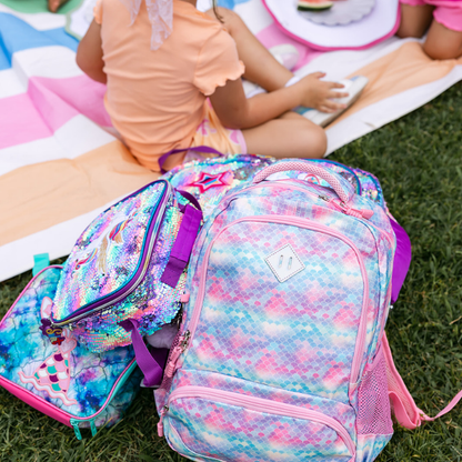 Pink Mermaid Scales School Bag