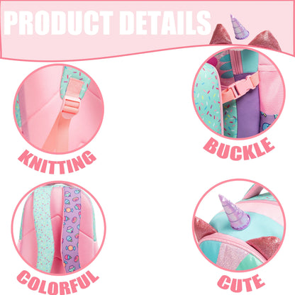 Pink Purple Foil Cat School Bag Exterior