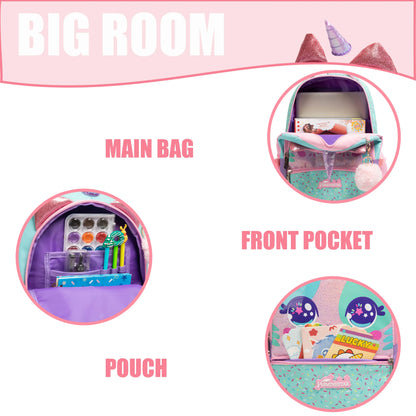 Pink Purple Foil Cat School Bag Interior