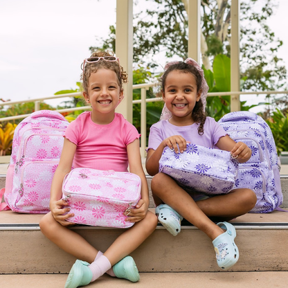 Purple Floral School Bag Set