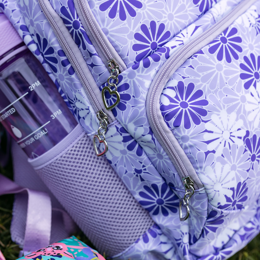 Purple Floral School Bag Set – 3 Piece