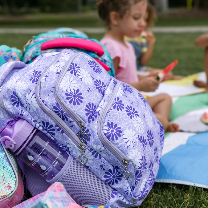 Purple Floral School Bag Set