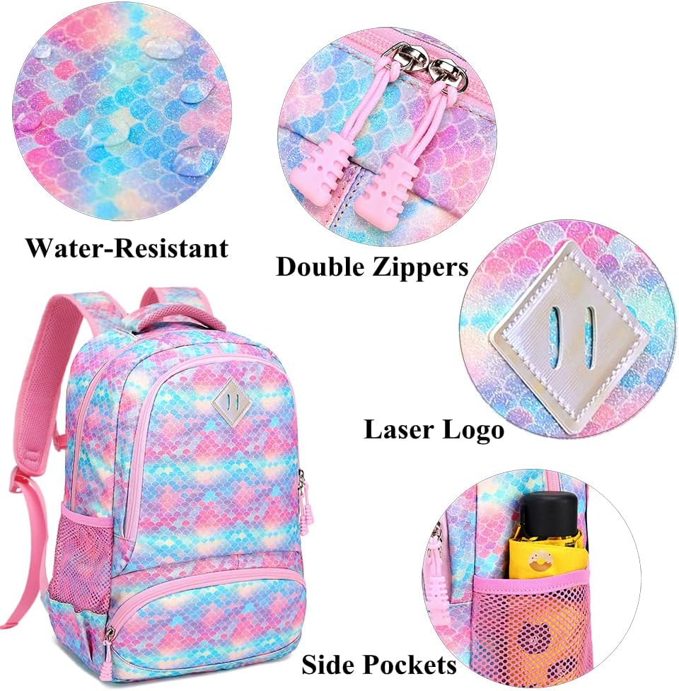 Rainbow Glitter Ombre School Bag Set