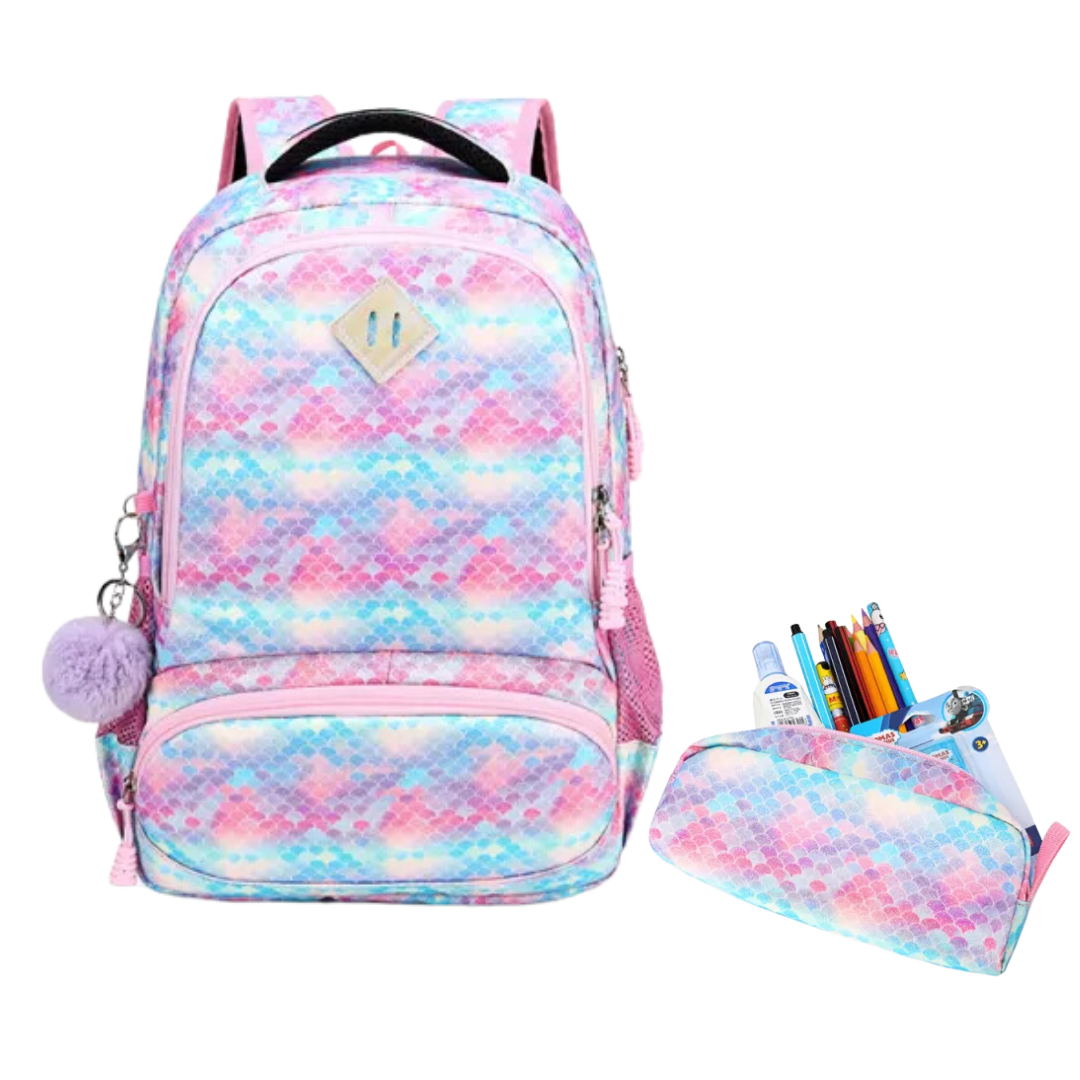 Rainbow Glitter Ombre School Bag Set