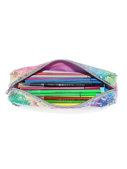Rainbow Sequin Bow Girls Pencil Case