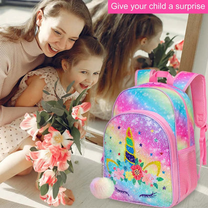 Rainbow Sequin Unicorn School Bag 