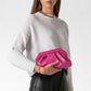 Ruched Leather Dumpling Pink Party Clutch