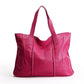100% Genuine Leather Large Capacity Shoulder Tote Bag - Blue