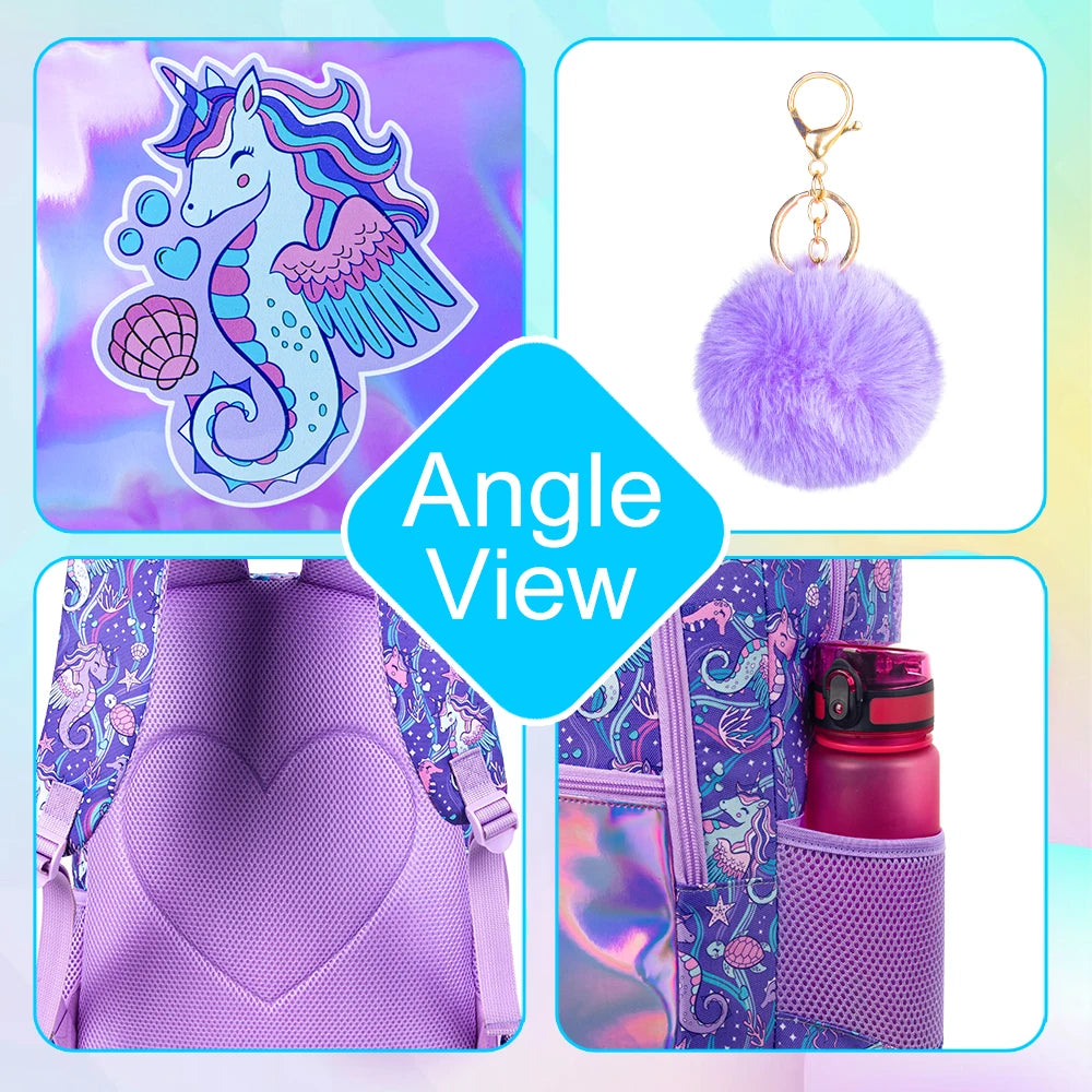 Seahorse School Bag with Pom Pom