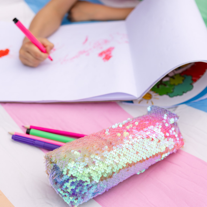 Rainbow Sequin Bow Girls School Bag Set