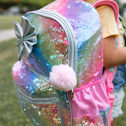 Rainbow Sequin Bow Girls School Bag Set