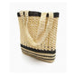 Handmade Woven Knitted Stripe Straw Tote