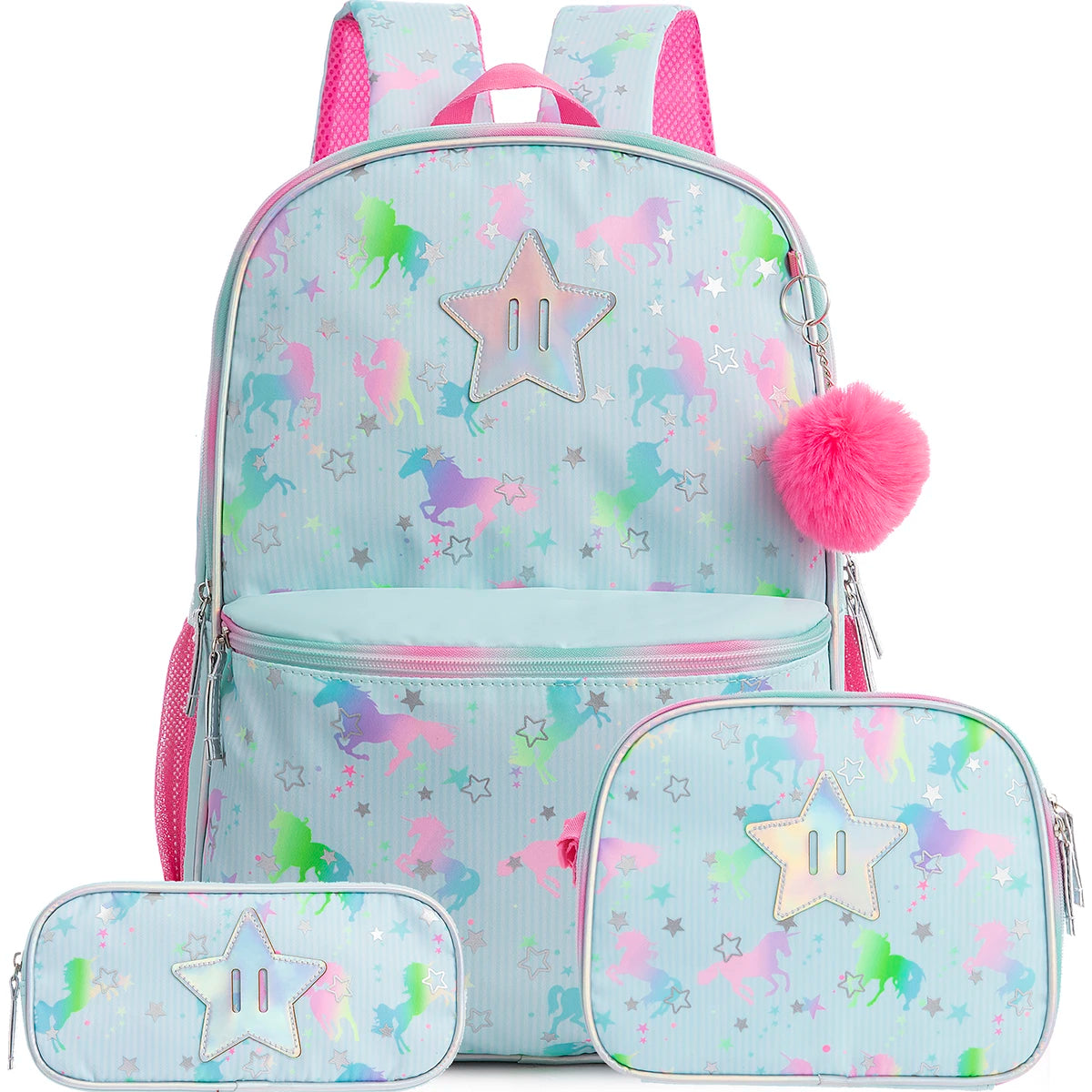 Stars & Unicorns Pastel Foil School Bag Set