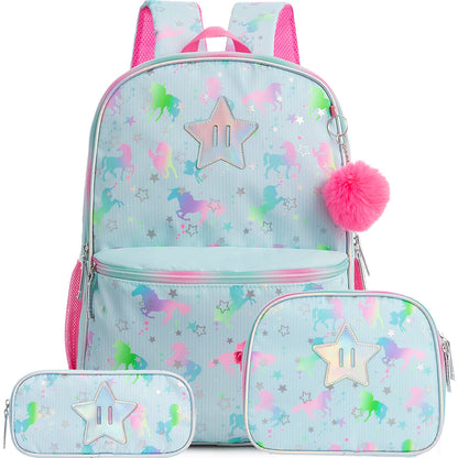 Stars & Unicorns Pastel Foil School Bag Set