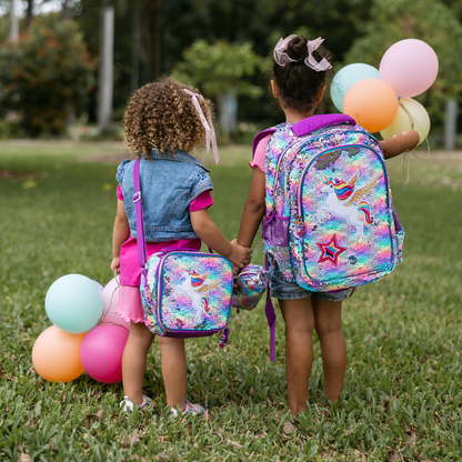 Unicorn Sequin School Bag Set